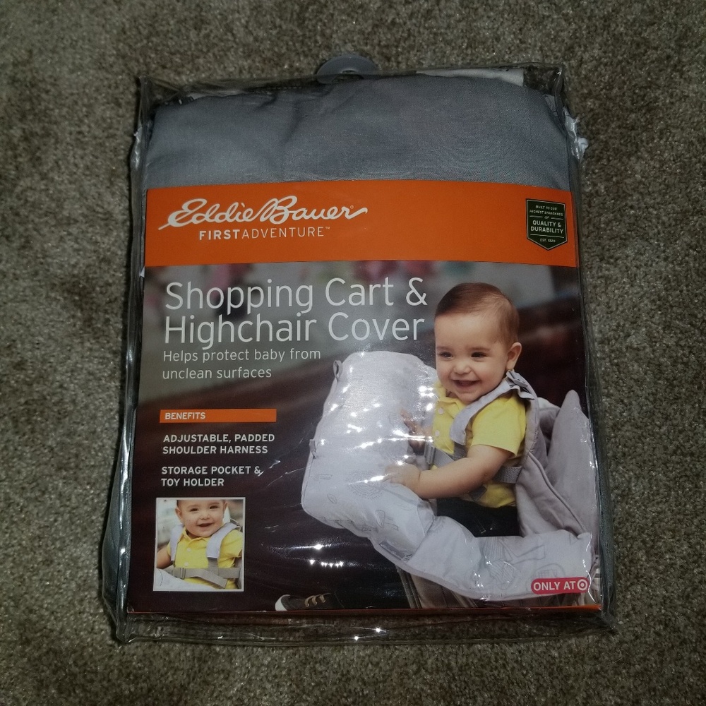 Eddie Bauer shopping cart and high chair cover.